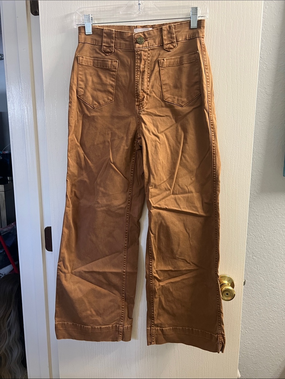 Frame Denim Wide-Leg Flare Jeans in Brown